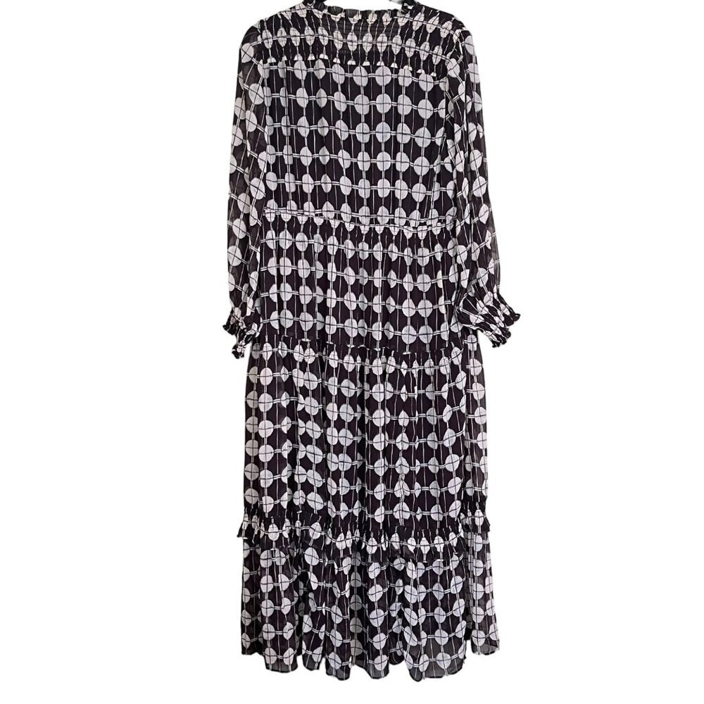 Nic + Zoe $228 Chiffon Dot Maxi Dress Size Large NWT Black White - Picture 11 of 12